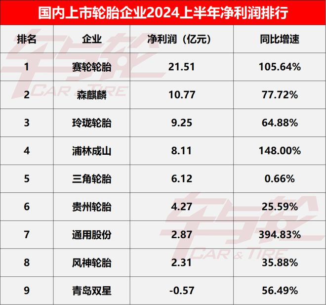 9大轮胎企业核心数据排行榜-2024(图5)
