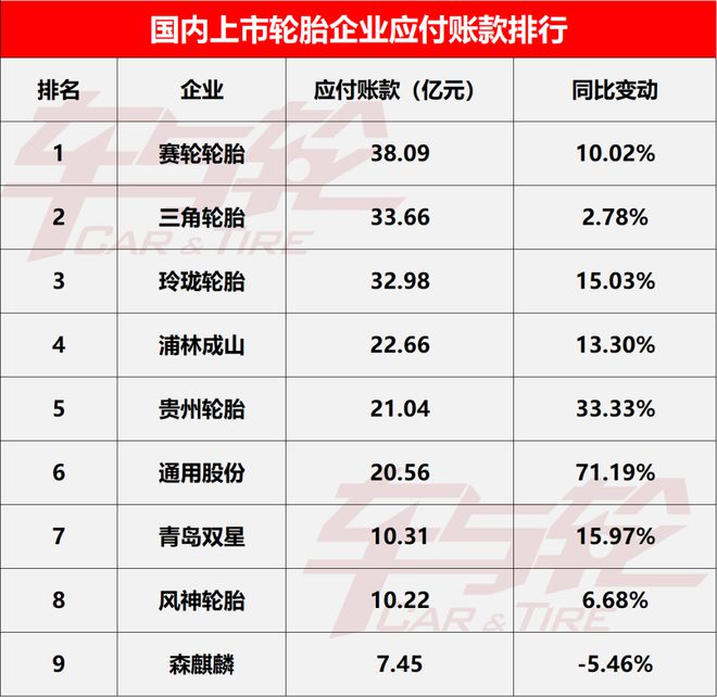 9大轮胎企业核心数据排行榜-2024(图13)