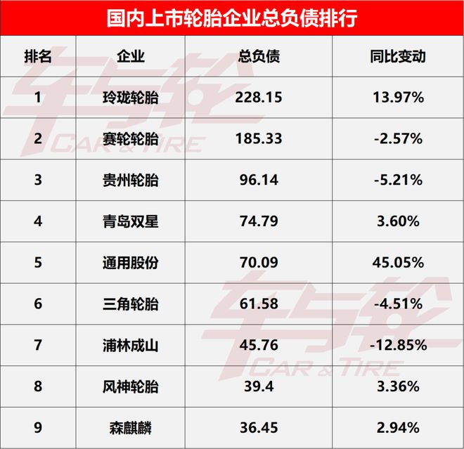 9大轮胎企业核心数据排行榜-2024(图9)