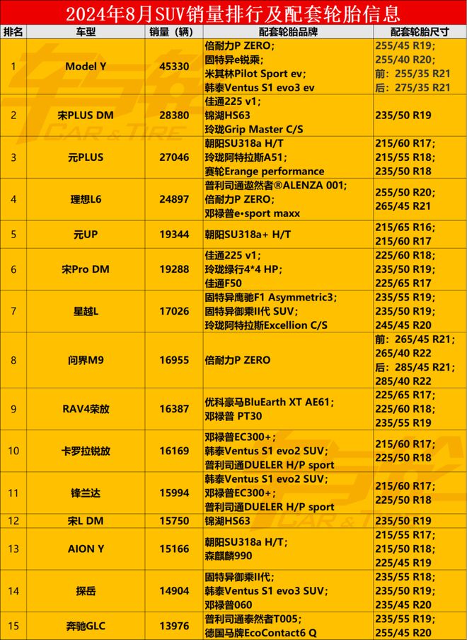 畅销车轮胎原配排行榜20249(图2)